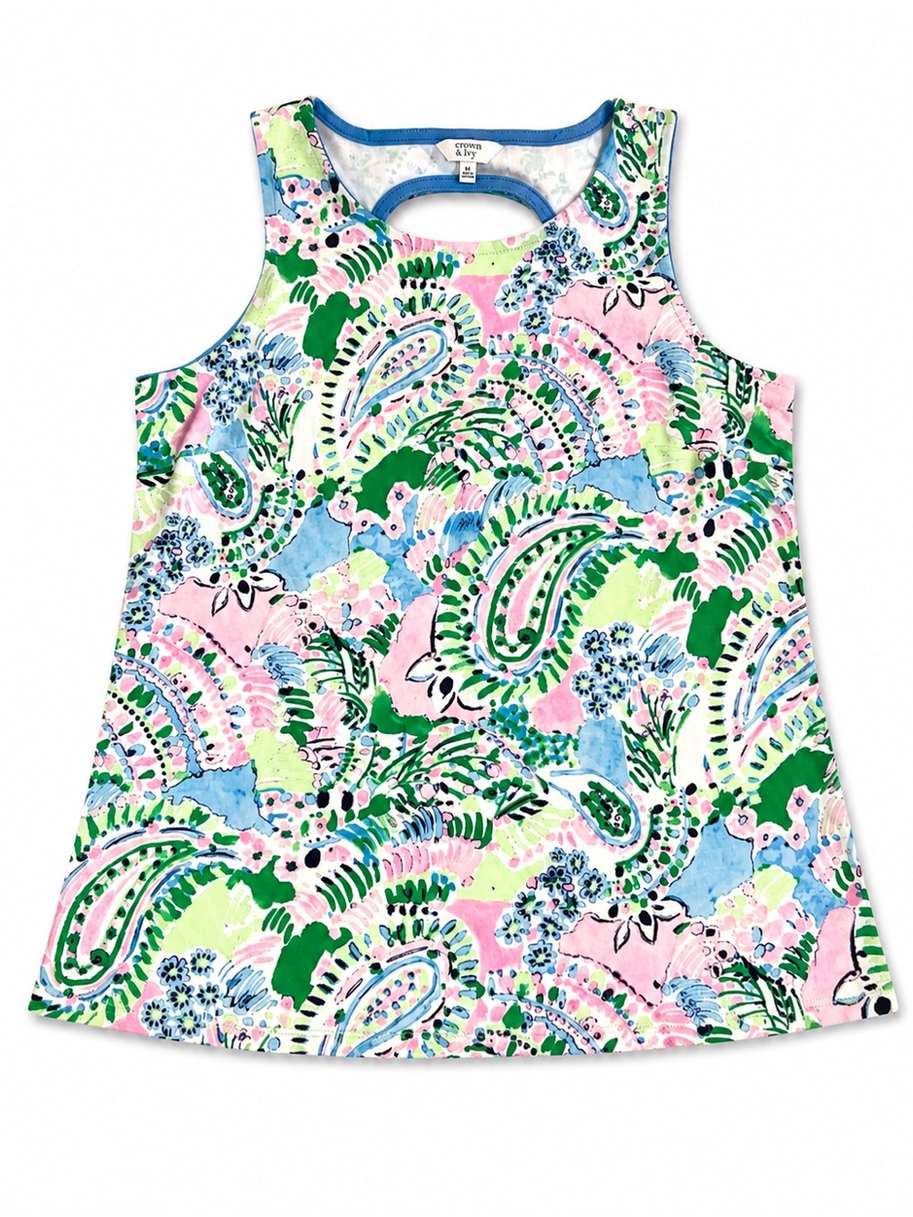 Crown & Ivy Pink Paisley Tank Top